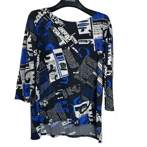 Clientele women’s‎ top blouse tunic size XL black blue white
